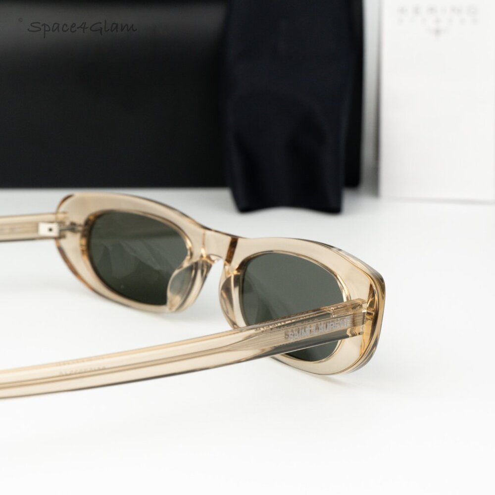 Saint Laurent Women Sunglasses Transparent Nude Grey Oval SL557 004 BRAND NEW - Picture 4 of 11